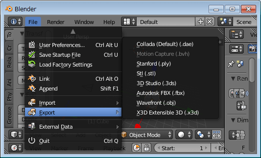 その５ Blenderからモデルを出力してみる